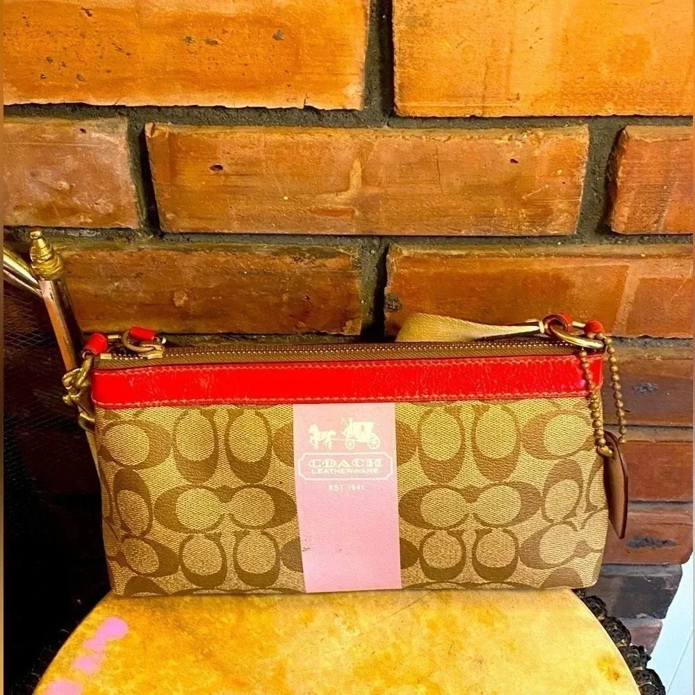 Coach Jacquard Heritage Stripe Leather Demi Bag